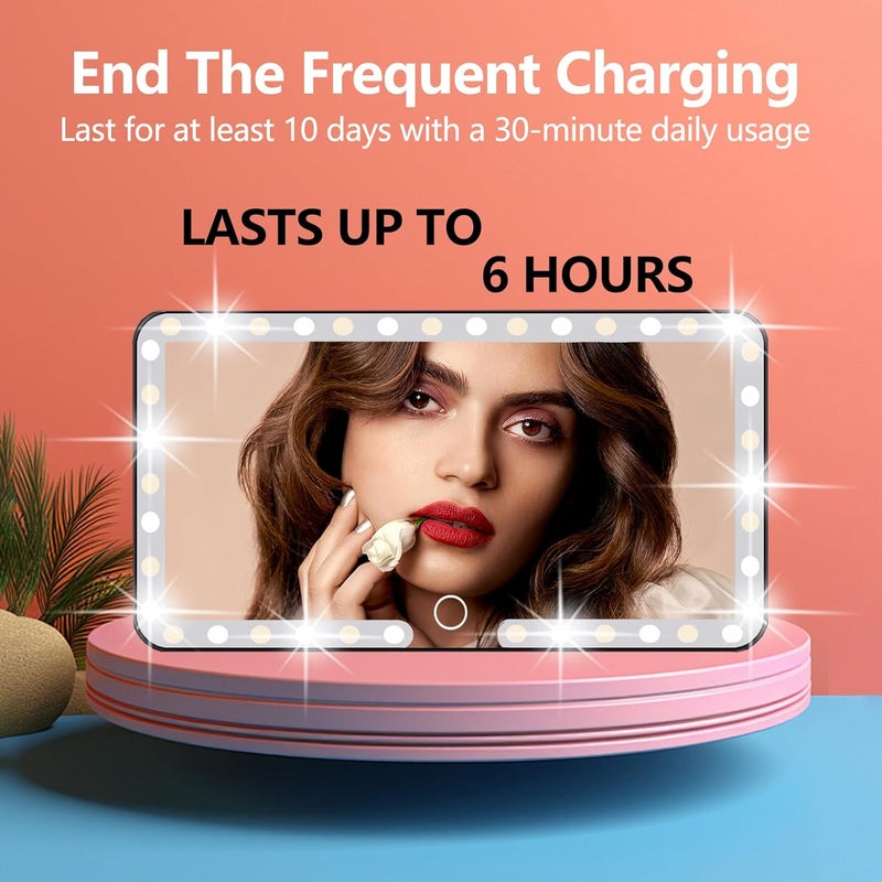 Deluxsa مرآة تجميل قابلة للتعليق على visor السيارة، 3 أوضاع إضاءة و60 LED، مرآة مكياج سفر قابلة للشحن وقابلة للتعتيم بشاشة تعمل باللمس، عالمية للشاحنات وسيارات الدفع الرباعي - مستلزمات أساسية للنساء (أسود) - Image 3